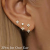 3/1 Pc Cute Flower Stud Stackable Earrings for Women, Unique Zircon Water Drop Charm Dangle Helix Cartilage Piercing Earring - Image 2