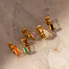 Colorful Enamel Stainless Steel Round Studs Earrings Gold Plated Stylish Charm Jewelry Women сережки - Image 5