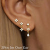 3/1 Pc Cute Flower Stud Stackable Earrings for Women, Unique Zircon Water Drop Charm Dangle Helix Cartilage Piercing Earring - Image 1