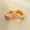 Colorful Enamel Stainless Steel Round Studs Earrings Gold Plated Stylish Charm Jewelry Women сережки - Image 4