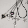 5pcs Vintage Gothic Cross, Star, Heart, Rose, Dragon Wing, Guitar Heart Y2K Style Necklace Set For Women - Image 3