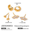 3Pair/set Delicate Bling Cubic Zirconia Stainless Steel Eye Charms Stud Earrings for Women Daily Waterproo - Image 6