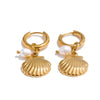 Ocean Style Pearl Conch Shell Starfish Drop Summer Hoop Earrings for Women Stainless Steel Holiday Daily Jewelry - Image 7
