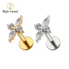 Titanium CZ Four-Point Star Flat Back Stud Earring Helix Cartilage Monroe Medusa Tragus Piercing - Image 1