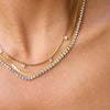 3-Layer Necklace with Square White Zirconia Stainless Steel Gold Color Plated Jewelry for Youth - Image 6