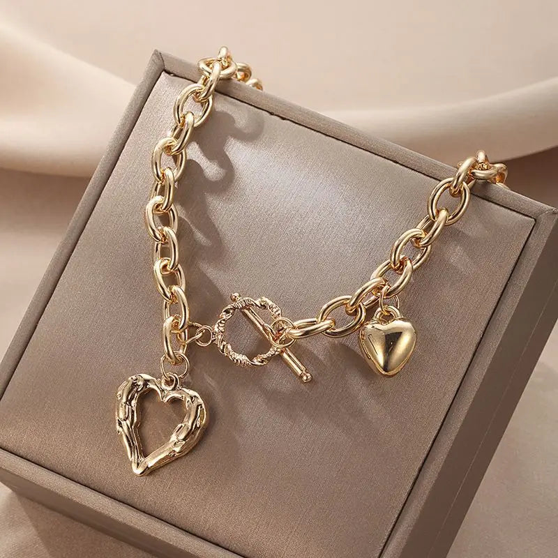 Accessories for Women Love Heart OT Buckle Necklace for Women Temperament Clavicle Chain Wedding Party Jewelry Gift collares