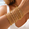 Gold Plated Link Bracelet for Women, Stainless Steel Stackable Chain Wristband, Adjustable Jewelry - Image 2