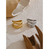 6789# Stainless Steel Metal Double Layer Geometric Cast Ring Texture Daily Jewelry - Image 2