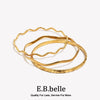Wave Curved Hammered Textured Bangle Stainless Steel Gold Plated Bangles Minimalist Office Women Jewelry - Image 1