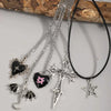 5pcs Vintage Gothic Cross, Star, Heart, Rose, Dragon Wing, Guitar Heart Y2K Style Necklace Set For Women - Image 2