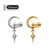 Titanium Crescent Moon Cartilage Earring Dainty Helix Tragus Labret Screwback Stud Piercing Body Jewelry - Image 1