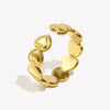 Cute Beaded Edge Heart Cuff Ring Gold Plated Stainless Steel Women Girls Finger Jewelry - Image 5