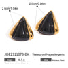 Stainless Steel Pvd Gold Plated Black Stone Earrings Statement Golden Metal for Women Gala Giftсерьги - Image 13