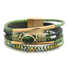 Charm Crystal Stone Beaded Leather Bracelet for Women Retro Metal Tube Handmade Braided Multilayer Wrap Bracelets Jewelry - Image 1