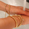 Gold Plated Silver Color Elastic Beads Bracelets Bangles For Woman Stainless Steel Beaded Chain Bracelet - Image 5