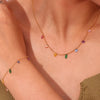 Stainless Steel Colorful Cubic Zirconia Stone Charm Beads Chian Necklace Bracelet Anklet Jewelry Set - Image 3