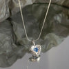 Aesthetic Blue Crystal Irregular Heart Pendant Necklace for Women Elegant Silver Color Clavicle Chain Necklace Party Jewelry