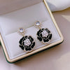 Elegant Pearl White Black Camellia Earrings Ladies Temperament Retro Earrings Birthday Gifts - Image 1