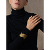 Distinctive Stainless Steel Metal Hammer Wide Open Bracelet Bangle Pvd Plated Women Big Statement Cuff Wrist Jewelry - Image 5