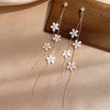 Korean Flower Asymmetrical Dangle Earrings for Women Long Tassel Butterfly Imitation Pearl Cat Drop Earring Party Jewelry - Image 13