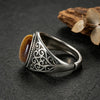 Vintage Silver Tiger's Eye Stone Rings 10 14MM Retro Style Large Stone Finger Rings Jewelry for Men - Image 5