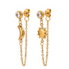 Star And Moon Stur Earrings For Women Allergy Stainless Steel Gold Color Daily Wear Jewelry - Image 1