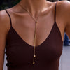 Minimalist Gold Color Plated Droplet Pendant Adjustable Y-Shaped Chain Tassel Necklace Stainless Steel - Image 1