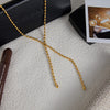 Pearl Fringe Y-shaped Chain Necklace Stainless Steel Gold Color-plated Women's Necklace - Image 5