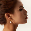 Stainless Steel Gold Plated Earrings Pearl Pendants Women's Earrings Simple Pendant Earrings Party Jewelry - Image 5