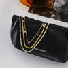 3-Layer Necklace with Square White Zirconia Stainless Steel Gold Color Plated Jewelry for Youth - Image 3