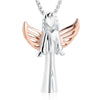 Angel Cube Urn Necklace Cremation Ashes Pendant Stainless Steel Pet/Human Ashes More Capacity Keepsake Jewelry For Women