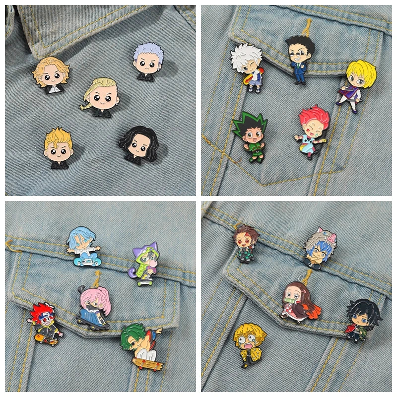 Anime Cartoon Enamel Pin Characters 5pcs/Sets Suits Brooches Badge Backpack Gift Friends Jewelry