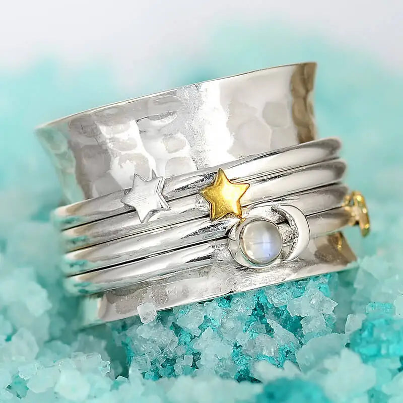 Anti Stress Anxiety Rings For Women Rotate Heart Fidget Spinner Ring Engagement Wedding Ring Vintage Jewelry Gift Bague