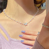Antique Pearl Chain Necklace With Butterfly Pendant Charms Silvery Neck Jewelry for Women Party Gift Accessories Jewelry