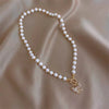 Antique Pearl Chain Necklace With Butterfly Pendant Charms Silvery Neck Jewelry for Women Party Gift Accessories Jewelry