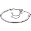 Authentic 925 Sterling Silver Moments Pave Star & Snake Chain Sliding Bracelet Bangle Fit Bead Charm Diy  Jewelry