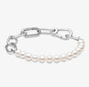 Authentic 925 Sterling Silver PAN ME Freshwater Cultured Pearl Bracelet Bangle Fit Bead Charm Diy  Jewelry