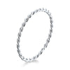 BAMOER 925 Sterling Silver Braided Texture Twisted Eternity Band Stackable Rings Fine Jewelry