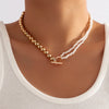 Baroque Simulated Pearls Long Tassel Pendant Necklace For Women Beaded Link Chain Necklace  Trend Lariat Wedding Jewelry