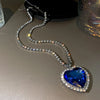 Big Crystal Heart Pendant Necklace For Women Full Rhinestone Necklace Titanic Heart Of Ocean Blue Heart Love Forever Jewelry