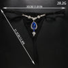 Blue Waterdrop Thong for G String Women Swimwear Lingerie Adjustable Rave Rhinestone Bikini Panties Dress Sexys Y2k Underwear