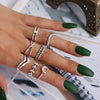 Bohemia Green Stone Finger Ring Set For Women Geometric Moon Owl Knuckle Rings Girls  Jewelry Gift