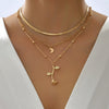 Bohemia Multilayer Moon Gold Color Pendant Necklaces For Women Rose Flower Choker Necklace   Jewelry Party Gift