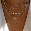 Bohemia Multilayer Moon Gold Color Pendant Necklaces For Women Rose Flower Choker Necklace   Jewelry Party Gift