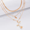 Bohemia Multilayer Moon Gold Color Pendant Necklaces For Women Rose Flower Choker Necklace   Jewelry Party Gift