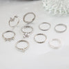 Bohemian Butterfly Pearl Rings Set for Women Shine Pearl Gothic Vintage Plated Retro Rhinestone Simple Finger Jewelry Gift