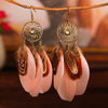 Bohemian Ethnic Round Green Rice Bead Feather Earrings for Women Retro Simple Temperament Dangle Earrings Party Wedding Jewelry