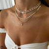 Bohemian Multilayer Handmade Mixed Chain For Woman  Necklaces Water Droplet Crystal Pendant Jewelry Gift  New