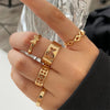 Bohemian Wave Flower Rings Set For Women Vintage Geometric Pearl Butterfly Metal Chain Knuckle Rings  Trendy Jewelry Gift