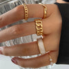 Bohemian Wave Flower Rings Set For Women Vintage Geometric Pearl Butterfly Metal Chain Knuckle Rings  Trendy Jewelry Gift